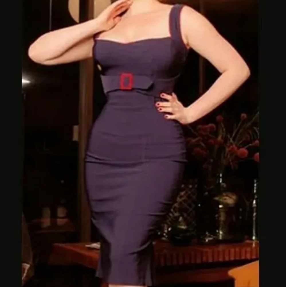 Pinup Couture JESSICA dress in Navy/Red